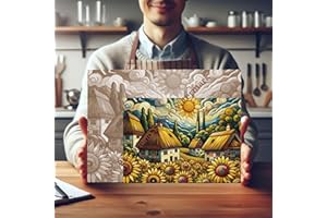 Field of Sunflowers Tempered Glass Cutting Board, Housewarming Gift 11" x 7.8" (Small)