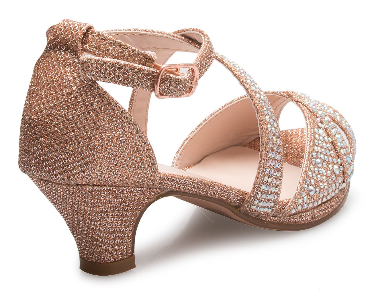 Olivia K Girl's Cute Adorable Strappy Glitter Open Toe Heel Sandals - Adjustable buckle - Image 4