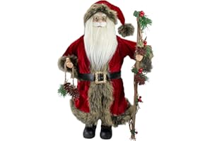 NORTHLIGHT 18" Standing Old World Santa Claus with Walking Stick