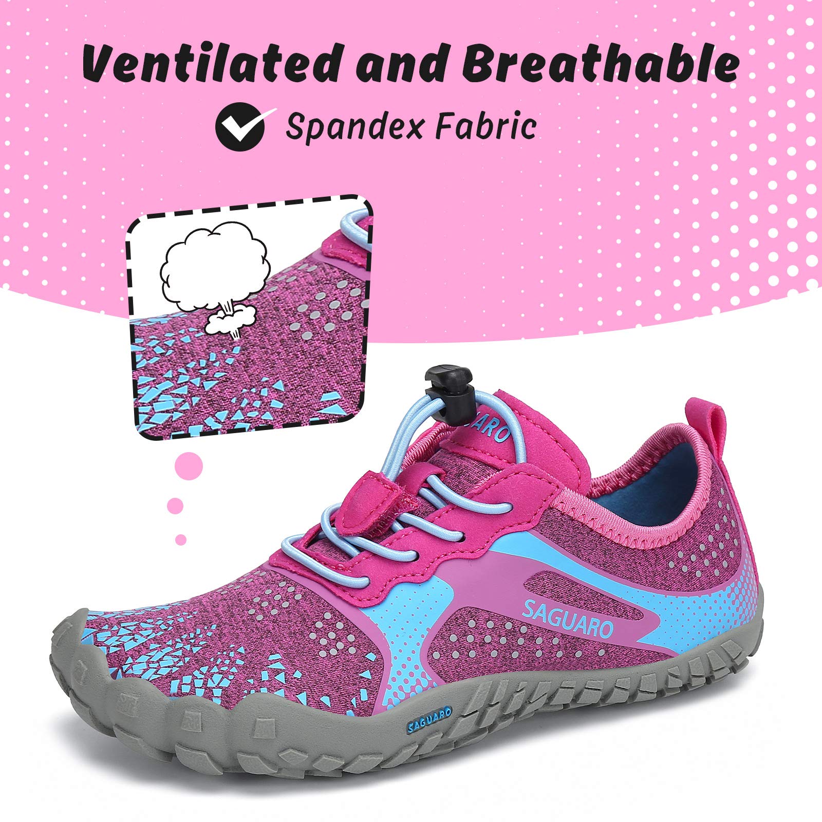 SAGUARO Mädchen Kinderschuhe rutschfest Wasserschuhe Kinder Schnell Trocknend Outdoorschuhe Baby Wandern Laufen Surfen Pink Gr.31 2