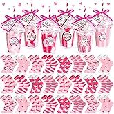 Capoda 24 Set Valentine's Day Cup Socks Gifts, Bulk Pink Heart Fuzzy Fluffy Socks, Galentines Gifts Party Favor for Women