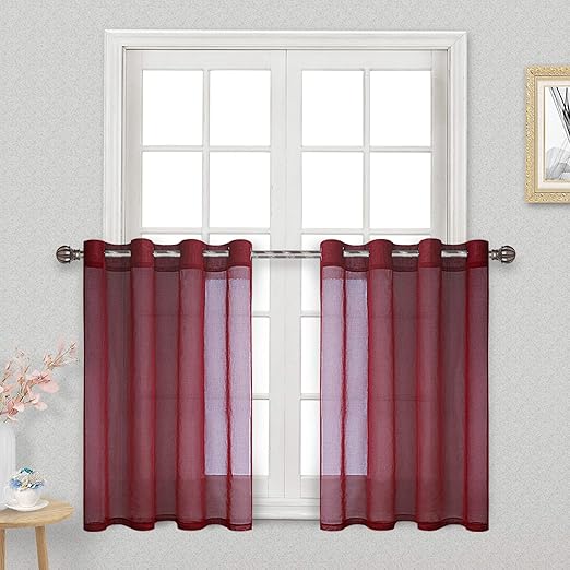 Amazon Com Dwcn Amaranth Red Sheer Tier Curtains 36 Inch Length