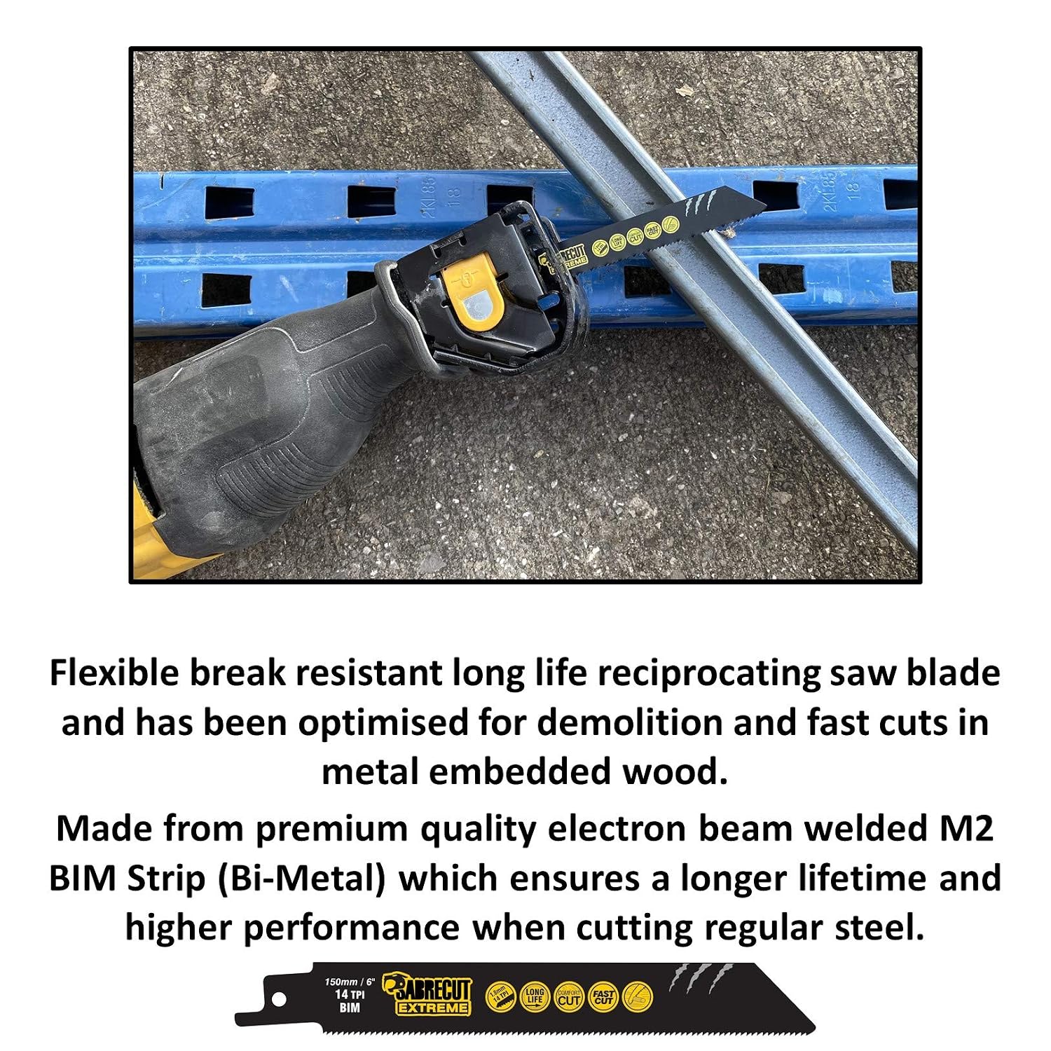 2 x SabreCut SCRSK2BF 150mm 225mm 14 TPI S922BF S1122BF Fast Wood and Metal Cutting Reciprocating Sabre Saw Blades - Image 3