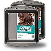 Baker's Secret 2pcs Nonstick Square Cake Pan 8", Premium Food-Grade Coating, Non-stick Square Pan, Carbon Steel- The Classic Collection