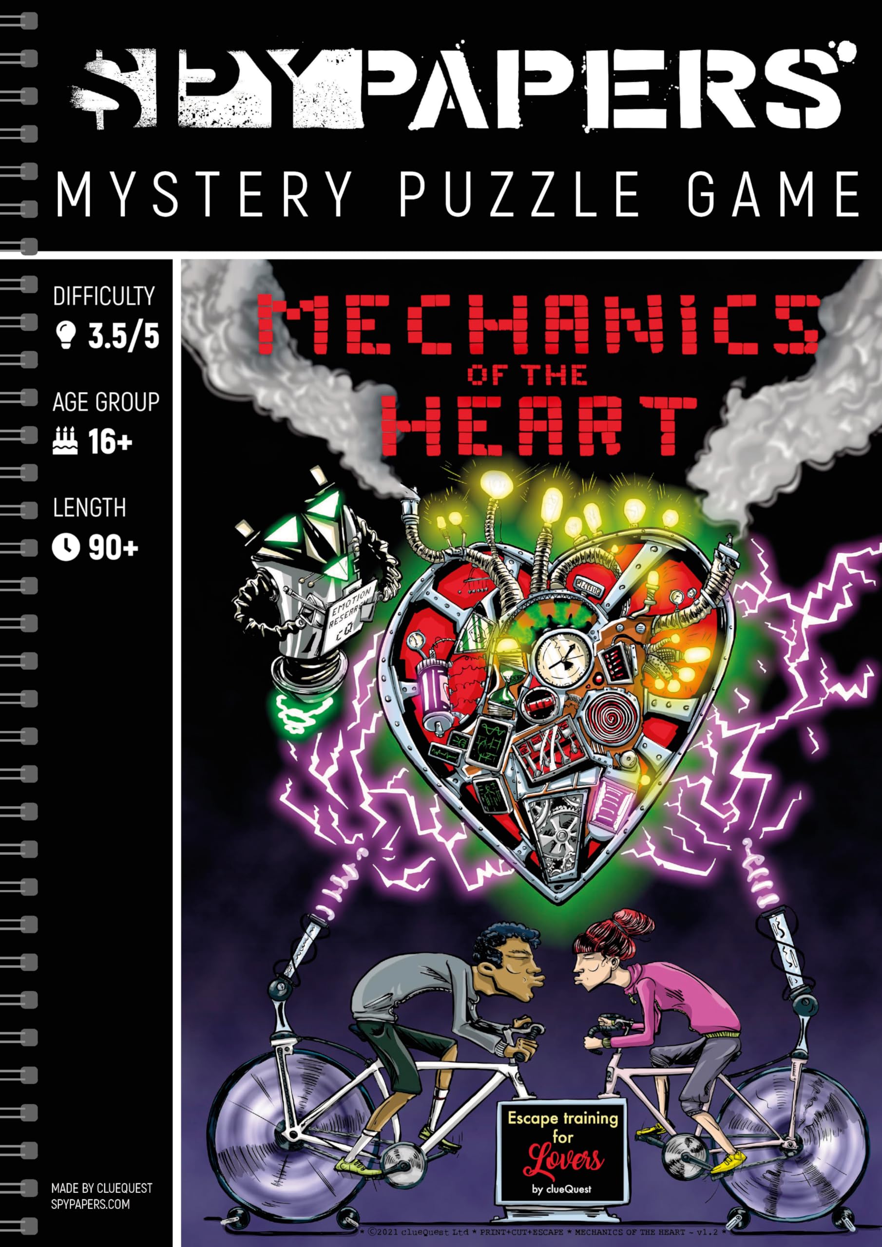 Spy Papers Mechanics of the Heart Mystery puzzle game - For date nights & valentine's day - Personalise the game with your own in-jokes