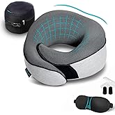 Proglobe Orthopedic Neck Pillow Travel Neck Pillows for Airplanes, Memory Foam Kit, Updated Resting Material, Airplane Travel
