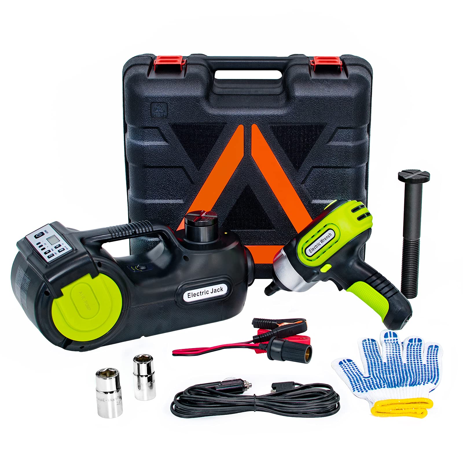 E-HEELP Hydraulic 5 Ton 12V Electric Car Jack Kit - Lifting Range: 15.5-53cm with Impact Wrench & Inflator for SUV, Sedan, MPV with LCD & Tire Pressure Display