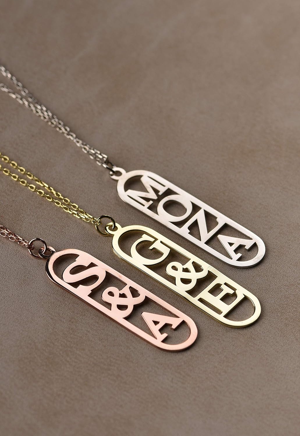 14K Solid Gold Dainty Initial Monogram Necklace, Custom