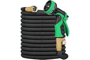 PAREKEDE 50 ft Expandable Garden Hose, New Flexible Expanding Hose with 10-Function Spray Nozzle, 3/4" Solid Brass Fittings Leakproof Design, Retractable Latex Core, All New 2024 Expandable Water Hose