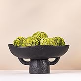 Balls and Pedestal Bowl Set Textured Black Ceramic Decorative Bowl with Succulent Balls for Counter Top, Farmhouse Table Cent