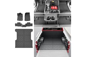 xipoqix Floor Mat Compatible with 2022-2026 Toyota Tundra Double Cab 5.5FT Truck Bed Mat Cargo Liner Replacement for 2022-2026 Toyota Tundra Accessories(3-Fold 5.5FT Bed Mat+Floor Mat)