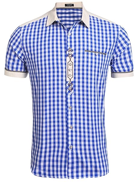 Burlady Trachten Hemd Karriert Slim fit Herren Freizeithemd Karohemd holzfäller Hemden männer Checked Shirt
