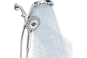 High Pressure Shower Head with Handheld : Rain Shower Head with 10 Sprays Modes - Dual Showerhead with Upgrade Knob Spray Mod