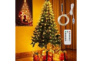 Cascading Twinkle Lights for Christmas Tree, Fairy Lights with Remote, Waterfall Christma Tree Lights, 8 Modes. (Warm,4ft 10 