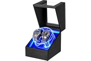 ANWBROAD Watch Winder for Automatic Watches, 4 Modes Double Automatic Watch Winder box with LED Crystal Design, Rotating Watch Case with Super Quiet Motor with Type-C Adapter UJWW007C