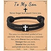 UNGENT THEM Cross Braided Rope Bracelet for Men Boys, Christmas Valentines Graduation Easter Christian Baptism Gifts Couples Son Daughter Brother Teens Girls
