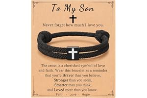 UNGENT THEM Cross Braided Rope Bracelet for Men Boys, Christmas Valentines Graduation Easter Christian Baptism Gifts Couples Son Daughter Brother Teens Girls