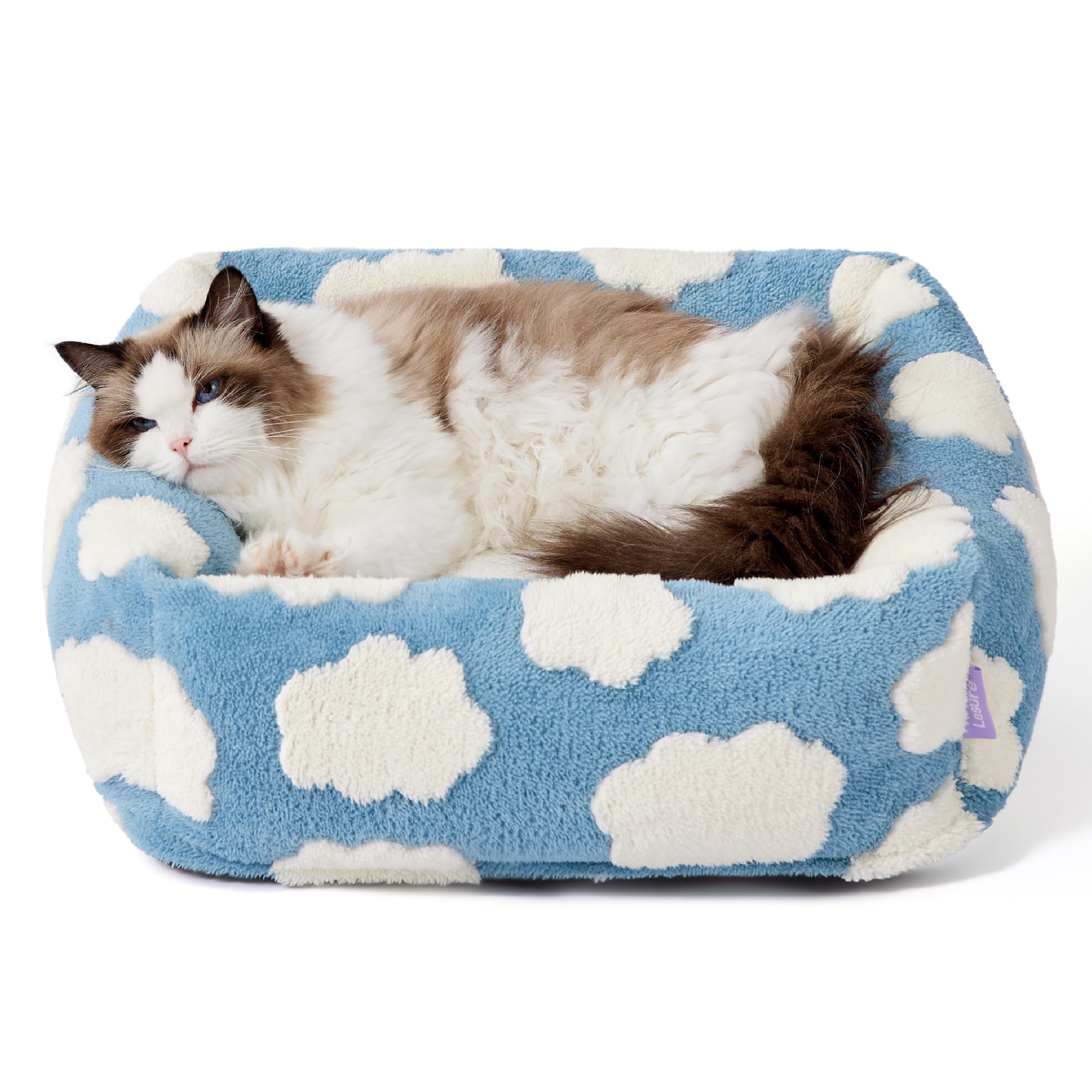 Photo 1 of LE SURE Cute Dog Bed for Small Dogs & Cats- Washable Puppy Beds,Cozy Rectangle Orthopedic Pet Sofa with Jacquard Shaggy Plush & Anti Slip Bottom,20x19x6inches