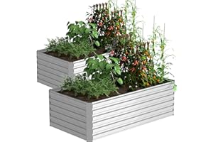 FOOWIN 2pcs 6x3x2ft Galvanized Raised Garden Bed, Deep Root Planter Box Outdoor,Large Heavy Metal Raised Garden Beds for Vegetables Flowers Herb,269 Gallon Capacity (Silver)