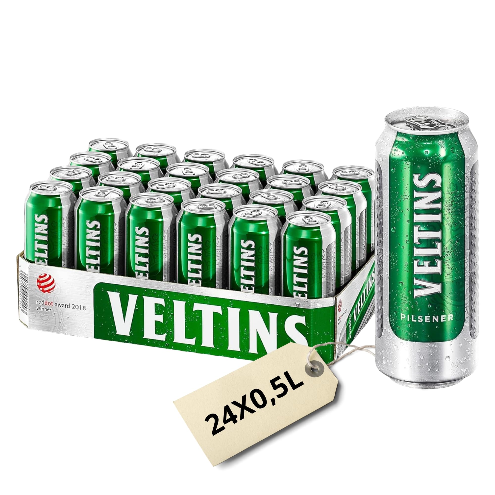 VELTINS Pilsener – 24 x 0,5 l Dosenbier (EINWEG) – Fein-herbes Premium Pils – Brautradition seit 1824 – Frisch & ausgewogen – 4,8 % vol. Alkohol