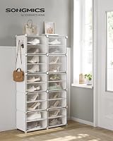 SONGMICS Interlocking Shoe Rack 10-Slot Modular Storage Unit White view 3