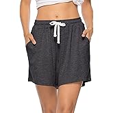 Vlazom Women's Pajama Shorts, Super Soft Pj's Bottoms Stylish Lounge Shorts for Sleep Gym Running with Drawstring Pockets