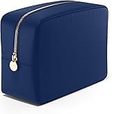 Embla Makeup Bag Travel Cosmetics Pouch and Toiletry Bag, Nylon Zipper Pouch Purse, Cute Make Up Organizer Storage Tote for Women Girls, Travel Skincare Case, Large Makeup Bags, Sapphire