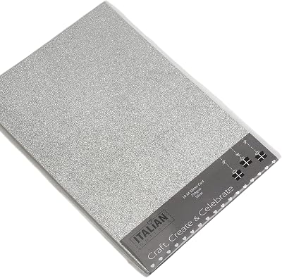 Italian Options Non-Shed Glitter Cardstock A4 250gsm 10 Sheets Silver