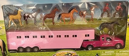 pink truck and horse trailer toy
