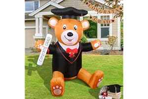 CYAOOI 4FT Graduation Decorations Inflatable Brown Teddy Bear with Cap Gown Diploma, Graduation Blow Up Inflatable with Pre-Lit LED Lights 2024 Grad Decorations for Outdoor Indoor Yard Garden Lawn