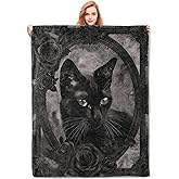 VANZEV Gothic Cat Blanket, 50"x60" Black Cat Fleece Throw for Kids & Adults, Ultra-Soft and Warm Home Decor Blanket