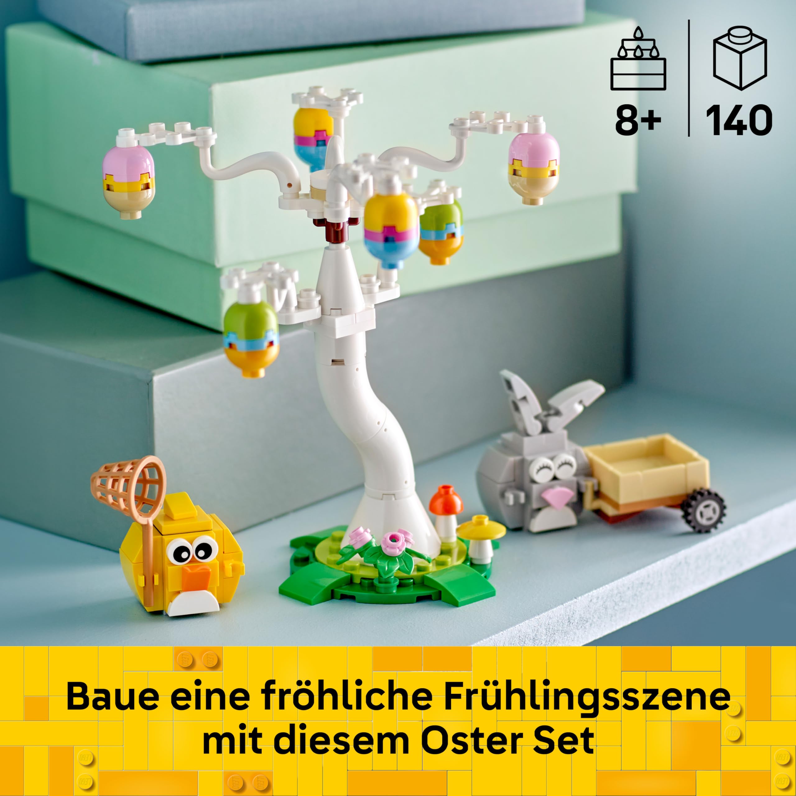 LEGO Osterhase und Ostereiersuche - Kinderspielzeug mit Hasen & Vogel Tierfiguren - Mit Baum & Wagen - Kreatives Konstruktionsspielzeug - Geschenk für Mädchen & Jungen ab 8 Jahren - 40808 3