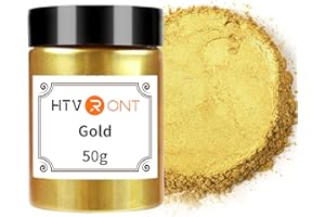 HTVRONT Gold Mica Powder for Epoxy Resin - 1.76 oz/50 g Mica Pigment Powder, Natural Mica Powder for Soap Making, Resin, Candle Making, Bath Bomb, Non-Toxic Pigment Powder