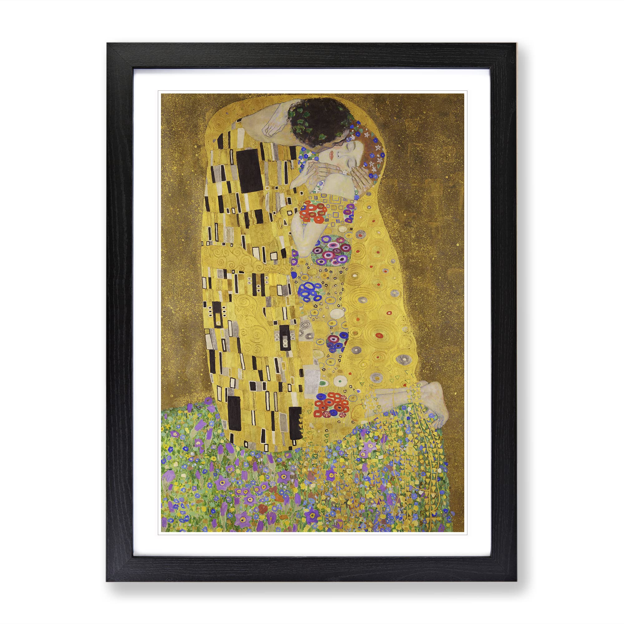 The Kiss Vol.2 By Gustav Klimt Classic Painting Framed Wall Art Print, Ready to Hang Picture for Living Room Bedroom Home Office Décor, Black A3 (34 x 46 cm)