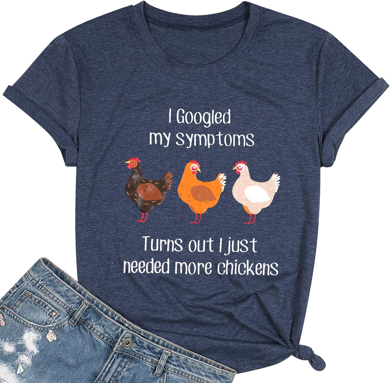 Buy Chicken Shirt Women Funny Pet Graphic Letter Print Tee Chicken