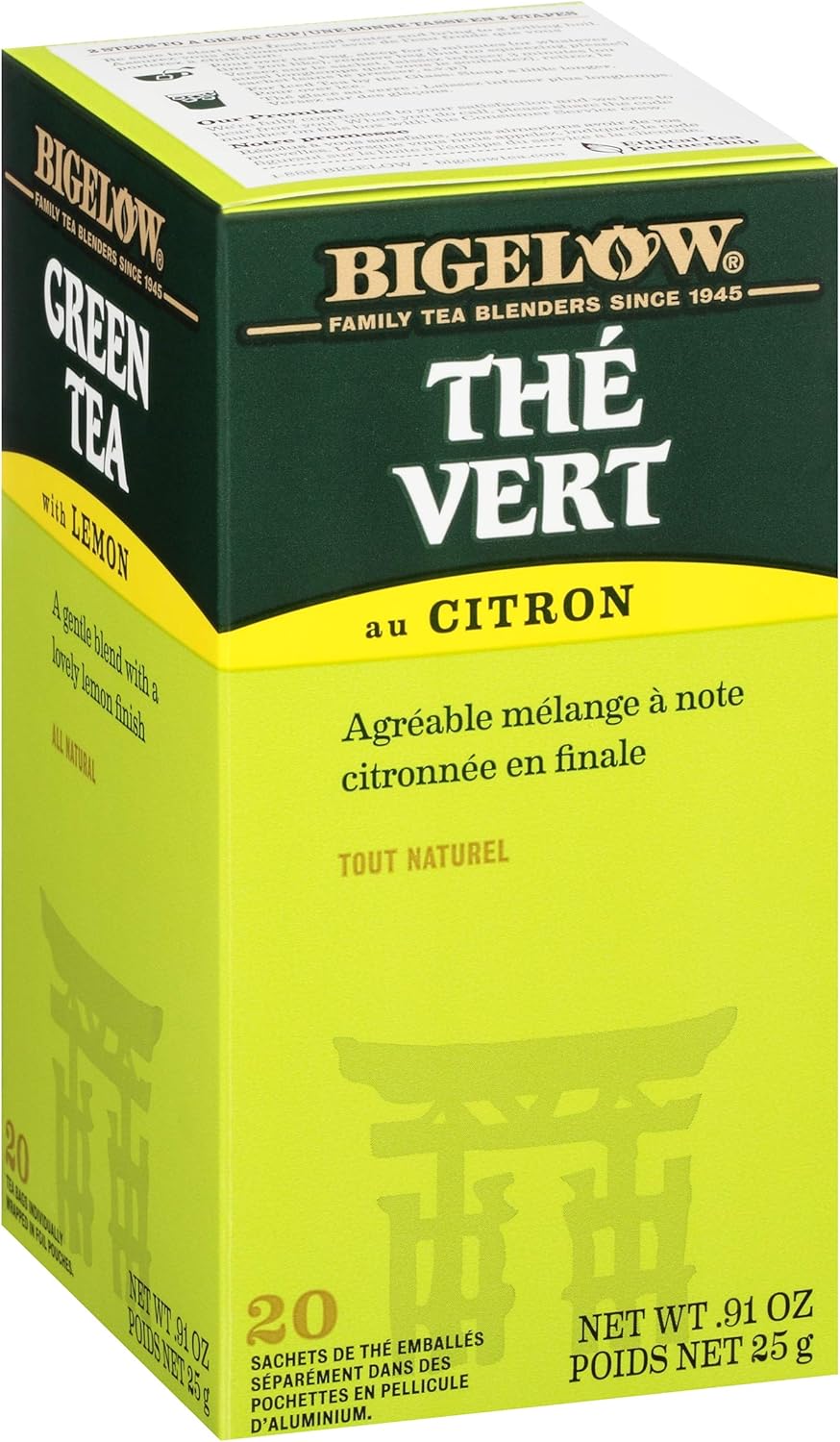 Bigelow Decaffeinated Green Tea with Lemon, 20 Count (Pack of 6), 120