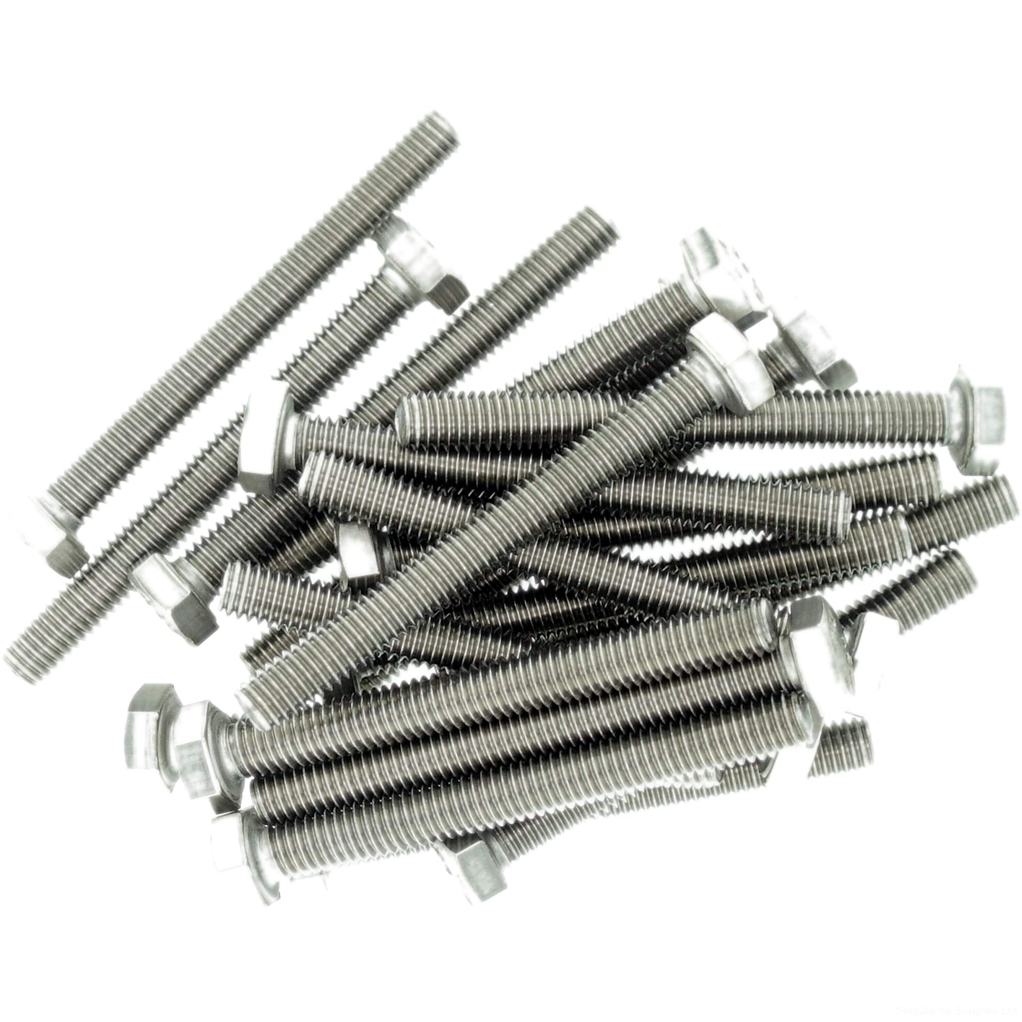 M2.5 (2.5mm x 16mm) Hex Bolt (Fully Threaded Setscrew) - Stainless Steel (A2) (Pack of 20)