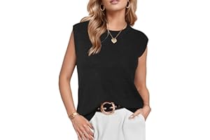 Arach&Cloz Womens Spring Wool Blend Crew Neck Sweater Vest Trendy 2025 Casual Tank Tops Summer Sleeveless Outfits