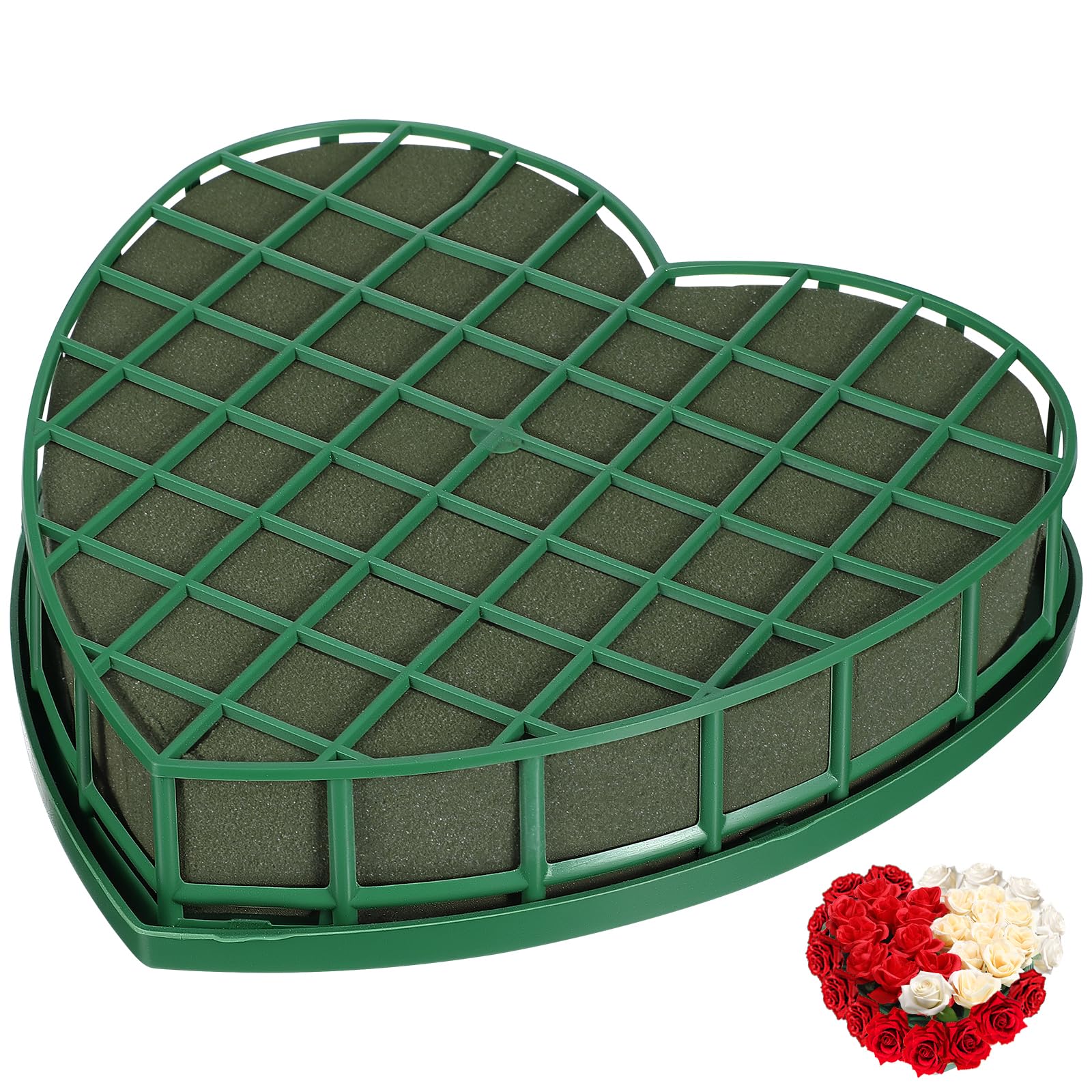 HEALLILY Wet Floral Foam Block Holders Floral Sponge Blocks Heart Shaped Wet Foam Blocks Floristry Supplies for Wedding Flowers Bouquet Decoration, 21 x 20 x 3cm