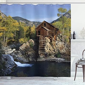 Amazon Com Ambesonne Lake House Decor Collection Secluded Wooden
