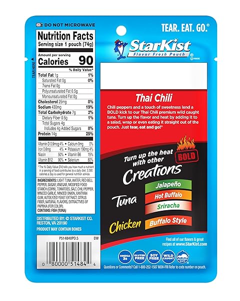 STARKIST TUNA CREATIONS, BOLD THAI CHILI STYLE, 2.6 OZ POUCH