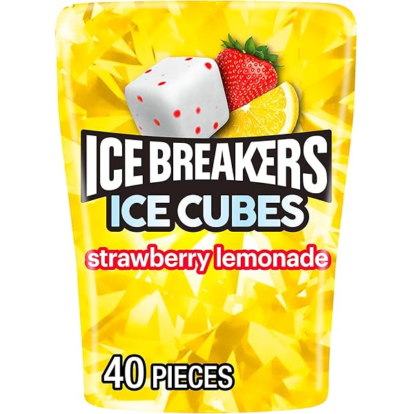 ICE BREAKERS ICE CUBES STRAWBERRY LEMONADE SUGAR FREE CHEWING GUM BOTTLE, 3.24 OZ (40 PIECES)