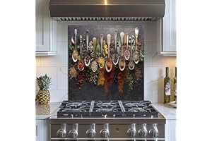 EVGOSM Tempered Glass Backsplash for Kitchen， Stove Splashback, Seasoning Glass Backsplash, Easy to Install and Clean, Used for Kitchen Wall Protection and Decoration. (30x30'')