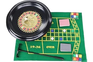 Jigitz Portable Roulette Table Set - Tabletop Casino Games Party Roulette Wheel Set for Adults with Chips Cards and Mat