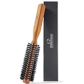 ZilberHaar - Styler Hair and Beard Round Brush - 1.3 Inch Stiff Boar Bristles and 8.5 Inch Pearwood Handle - 222 Plugs of Bristles - Beard Grooming Brush for Men