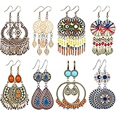 8 Pairs Boho Earrings for Women Vintage Drop Dangle Earrings Set Indian Retro Boho Ear Accessories for Women Girls Gifts