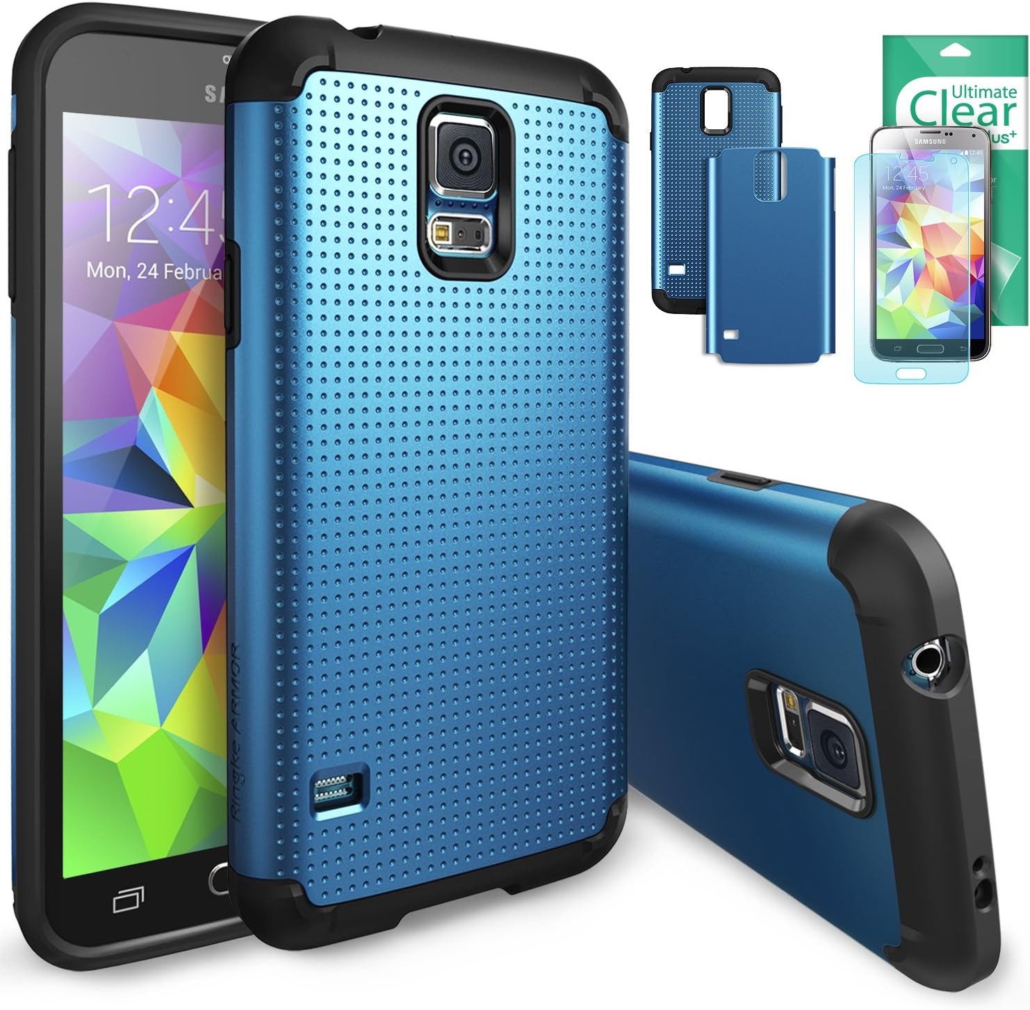 Galaxy S5 Case, Ringke MAX Double Layer Heavy Duty Protection Armor Case [FREE Back Frame/HD Film-Slim Max Protection][ELECTRIC BLUE] for Samsung Galaxy S5 [Eco Package]