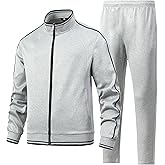 JIASCVGA Men's 2 Pieces Athletic Tracksuit Full-Zip Workout Sweatsuit with Active Jackets and Pants