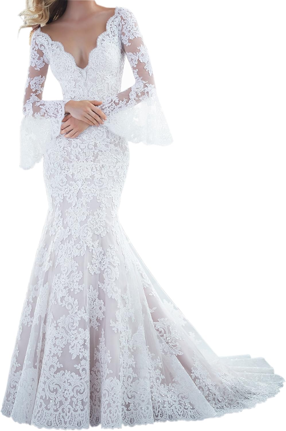 lace wedding dress mermaid low back