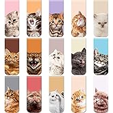 Zonon 30 Pieces Cats Magnetic Bookmarks Cute Cats Markers Pets Magnetic Page Clips Bookmark for Students Teachers School Home Office Reading Stationery, 15 Designs